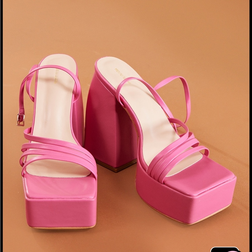 Pink wedge heels